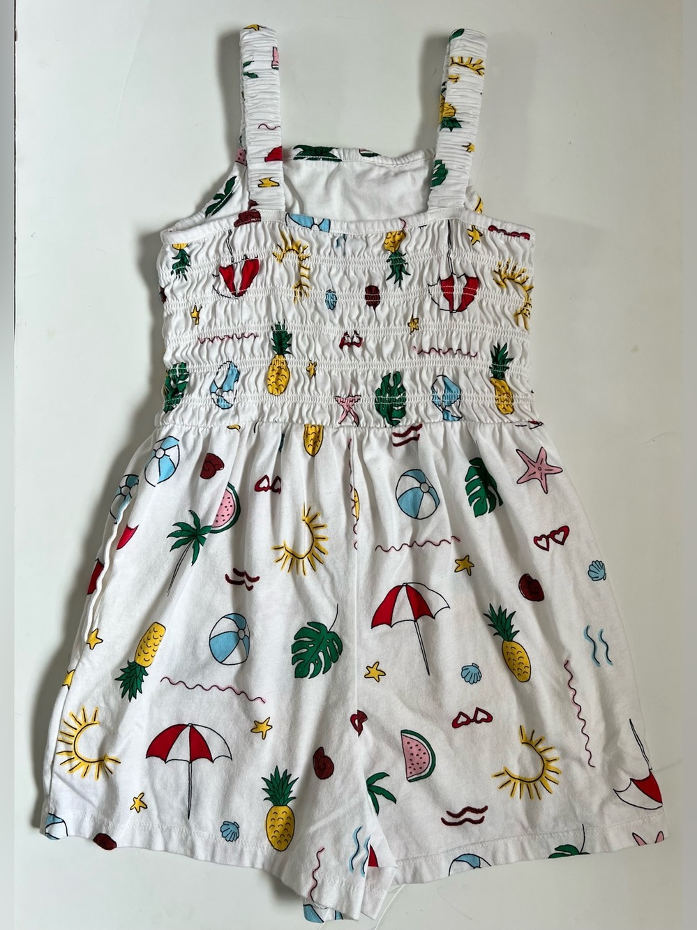 Old Navy White Tropical Print Girls' Romper with Multi-Color Icons - Picture 4 of 4